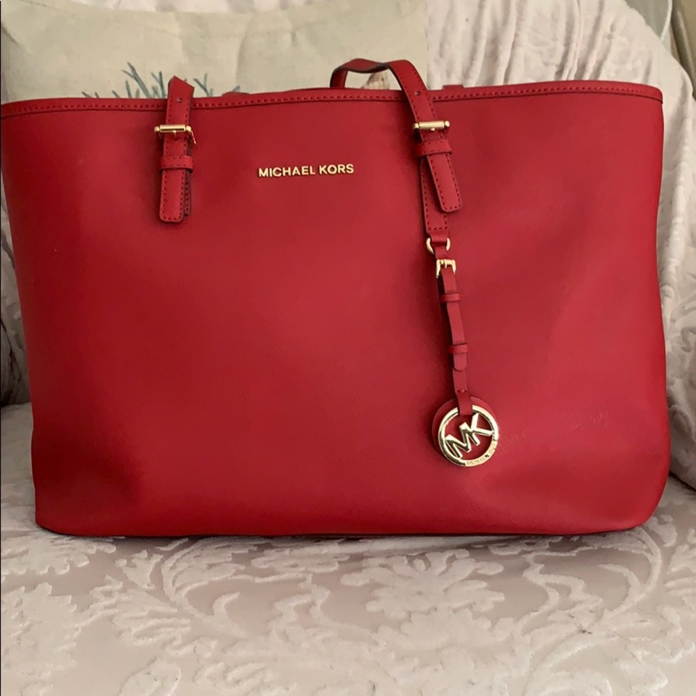 Michael Kors jet setter big red bag/purse/ tote